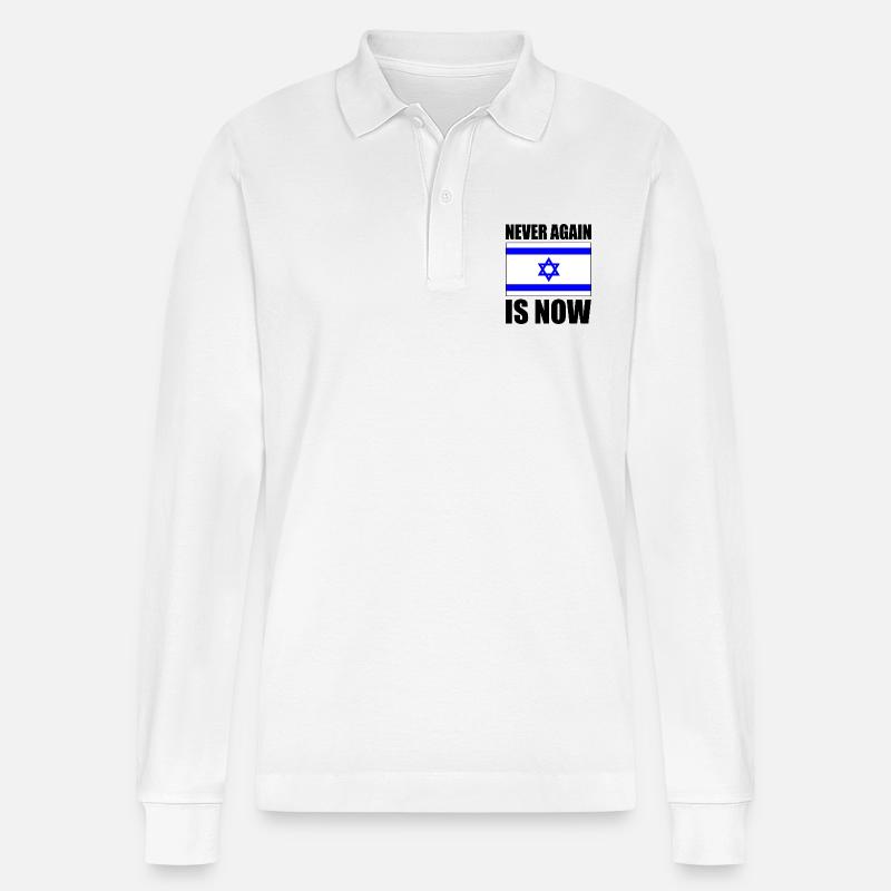Never again is now - Stanley/Stella Unisex Bio-Langarm-Poloshirt Prepster - Weiß