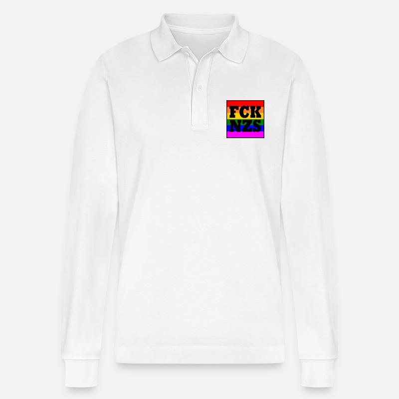Fck afd - Stanley/Stella Unisex Bio-Langarm-Poloshirt Prepster - Weiß