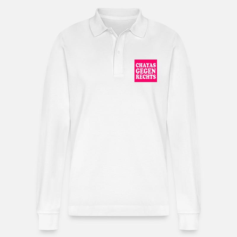 chayas gegen rechts - Stanley/Stella Unisex Bio-Langarm-Poloshirt Prepster - Weiß