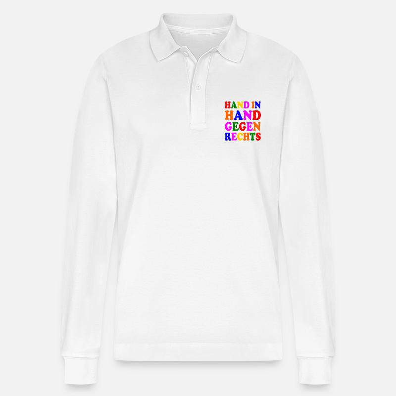 Gegen rechts - Stanley/Stella Unisex Bio-Langarm-Poloshirt Prepster - Weiß