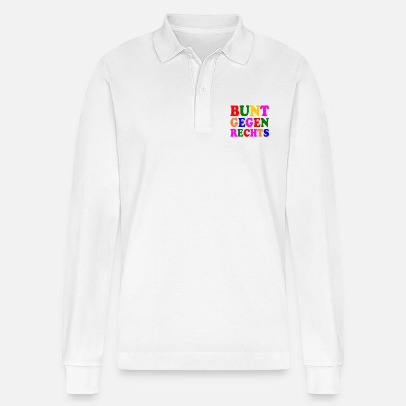 Bunt gegen rechts - Stanley/Stella Unisex Bio-Langarm-Poloshirt Prepster - Weiß