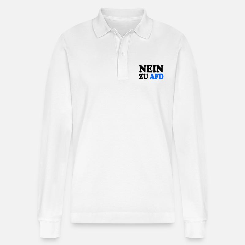 Nein zu afd - Stanley/Stella Unisex Bio-Langarm-Poloshirt Prepster - Weiß