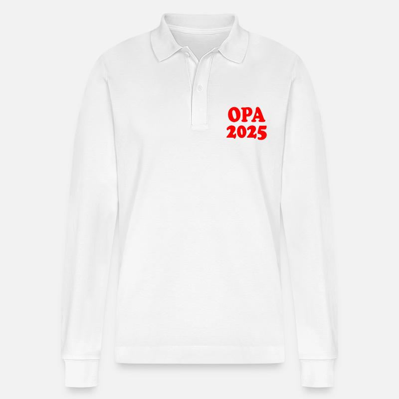 Opa 2025 - Stanley/Stella Unisex Bio-Langarm-Poloshirt Prepster - Weiß