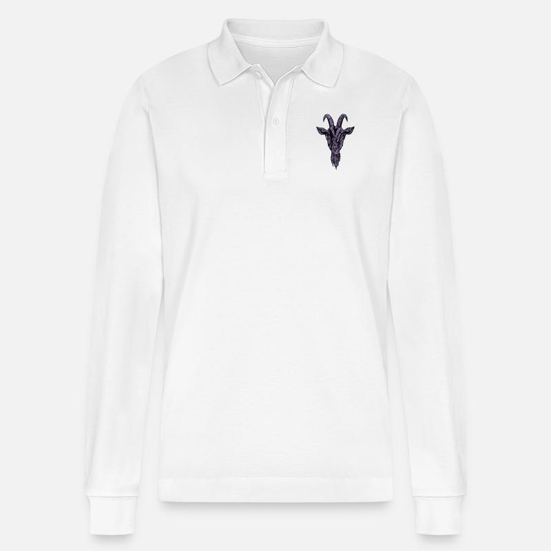 Ziege - Stanley/Stella Unisex Bio-Langarm-Poloshirt Prepster - Weiß