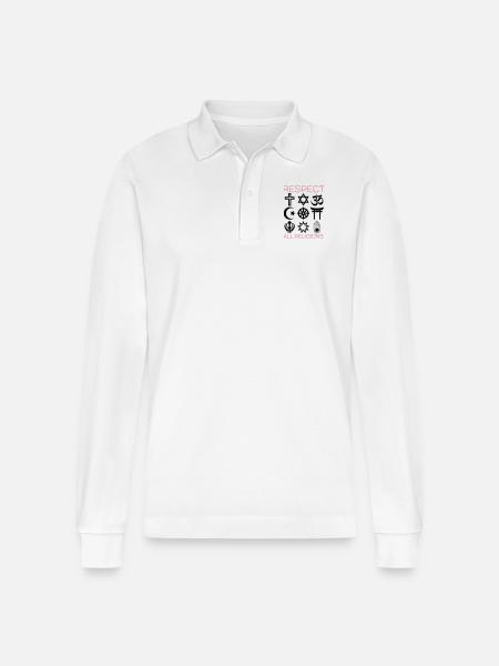RESPECT ALL RELIGIONS - Stanley/Stella Unisex Bio-Langarm-Poloshirt Prepster - Weiß