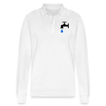 water tap - Stanley/Stella Organic Unisex Long-Sleeved Polo Shirt Prepster - white - Front - Anna (173cm) & Nico (186cm)