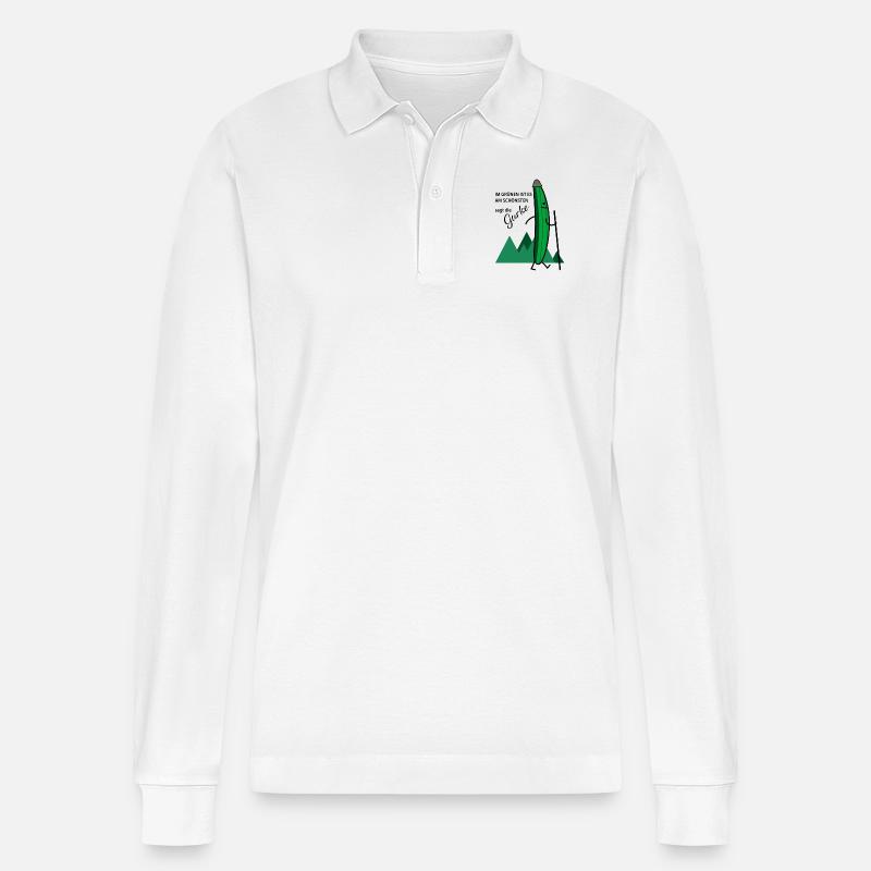 Wandernde Gurke (c) - Stanley/Stella Unisex Bio-Langarm-Poloshirt Prepster - Weiß