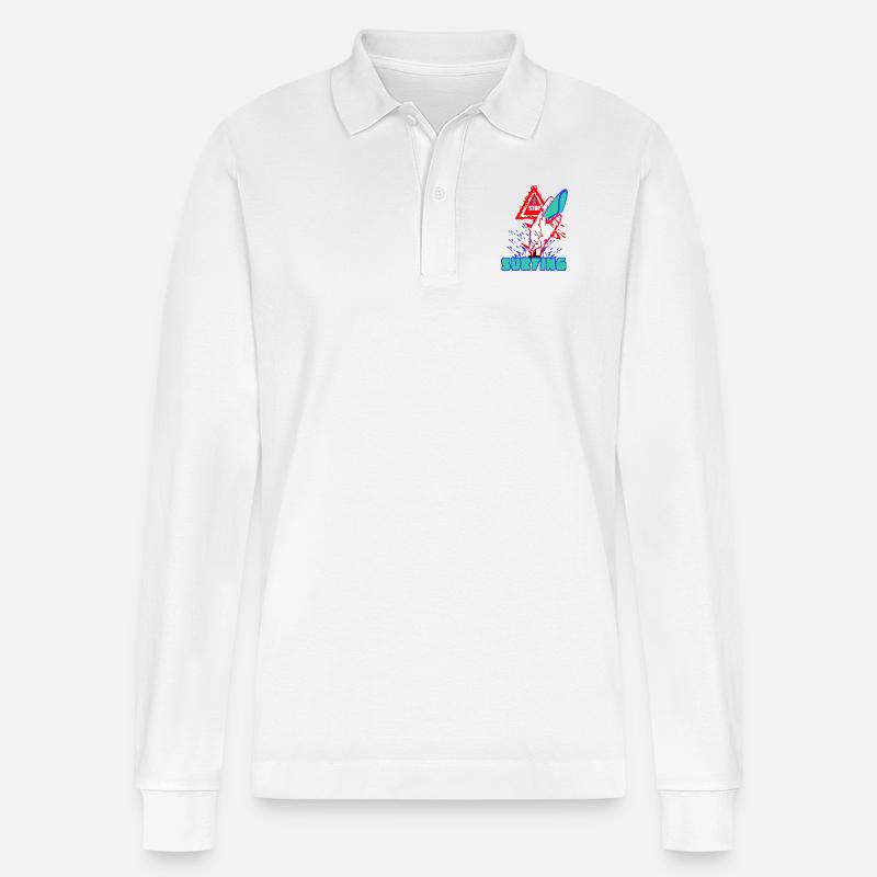 Stop - Surfing - Stanley/Stella Unisex Bio-Langarm-Poloshirt Prepster - Weiß