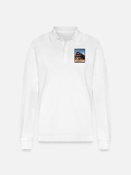Alsatian House Digital Painting - Stanley/Stella Organic Unisex Long-Sleeved Polo Shirt Prepster - white