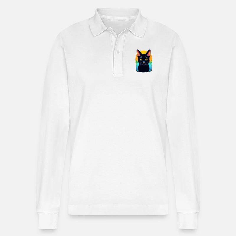 Bombay Katze - Stanley/Stella Unisex Bio-Langarm-Poloshirt Prepster - Weiß