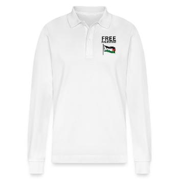 FREE Palestine flag | Gaza - Stanley/Stella Unisex Bio-Langarm-Poloshirt Prepster - Weiß - Vorne - Anna (173cm) & Nico (186cm)