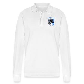 Westküsten-Vibes Belle Ile - Stanley/Stella Unisex Bio-Langarm-Poloshirt Prepster - Weiß - Vorne - Anna (173cm) & Nico (186cm)