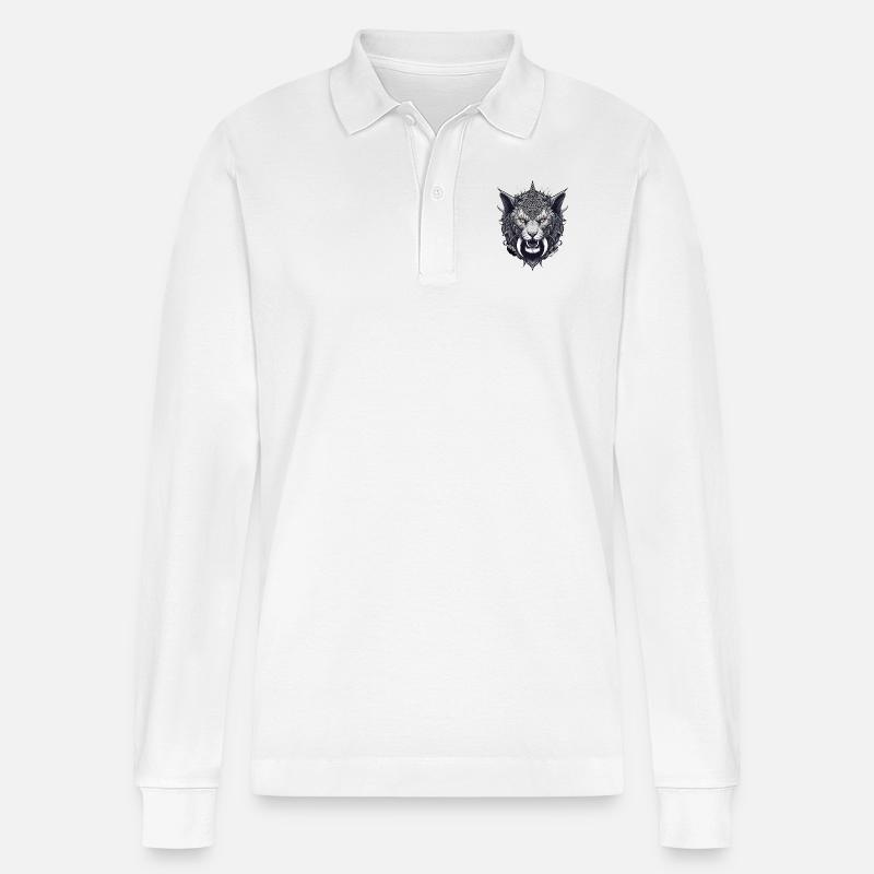 Löwe - Stanley/Stella Unisex Bio-Langarm-Poloshirt Prepster - Weiß