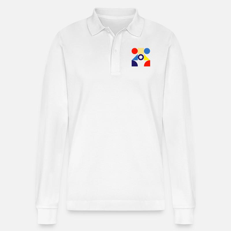 "Muster Kreis Design" - Stanley/Stella Unisex Bio-Langarm-Poloshirt Prepster - Weiß