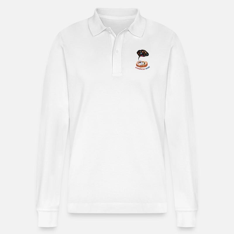 Träumende Katze - Stanley/Stella Unisex Bio-Langarm-Poloshirt Prepster - Weiß