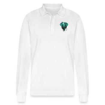 Elephant - Stanley/Stella Organic Unisex Long-Sleeved Polo Shirt Prepster - white - Front - Anna (173cm) & Nico (186cm)