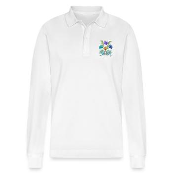 Tropical Bouquet - Stanley/Stella Organic Unisex Long-Sleeved Polo Shirt Prepster - white - Front - Anna (173cm) & Nico (186cm)