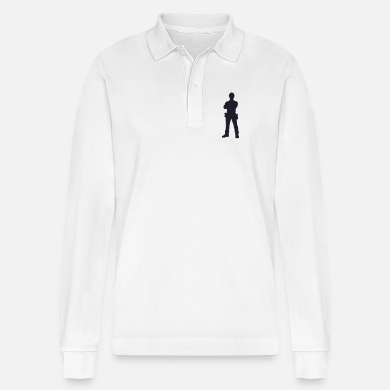 Bauheld Silhouette - Stanley/Stella Unisex Bio-Langarm-Poloshirt Prepster - Weiß