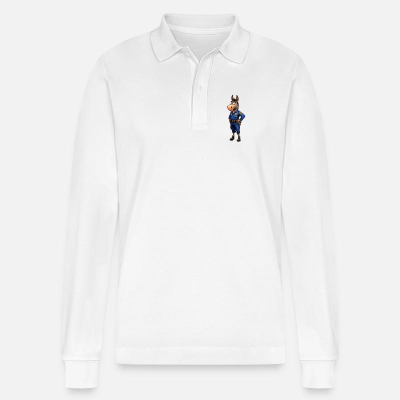 Polizei Esel - Stanley/Stella Unisex Bio-Langarm-Poloshirt Prepster - Weiß