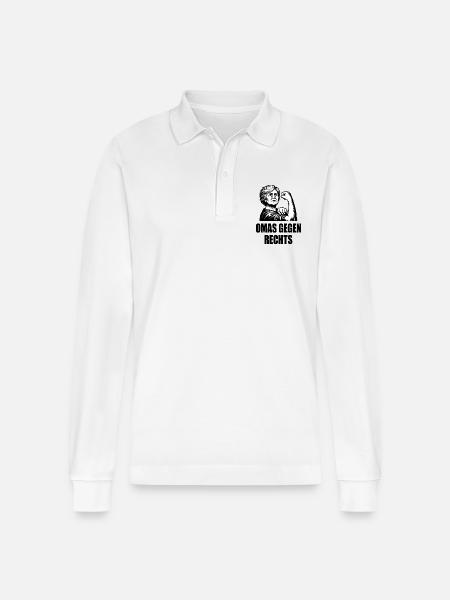 Omas gegen rechts - Stanley/Stella Unisex Bio-Langarm-Poloshirt Prepster - Weiß
