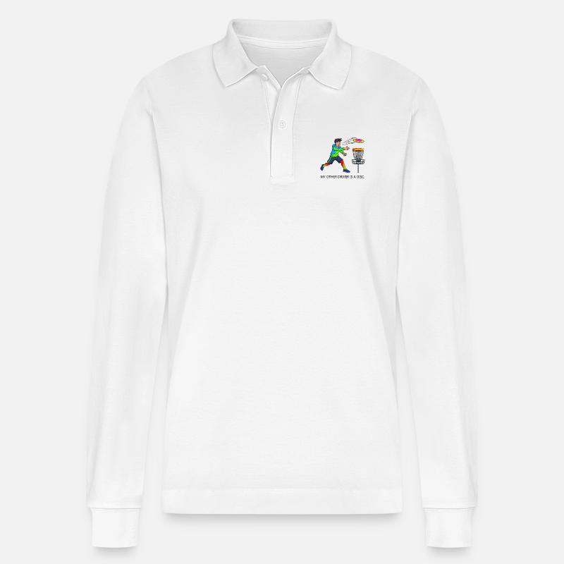 Disc-Golf-Spieler - Stanley/Stella Unisex Bio-Langarm-Poloshirt Prepster - Weiß