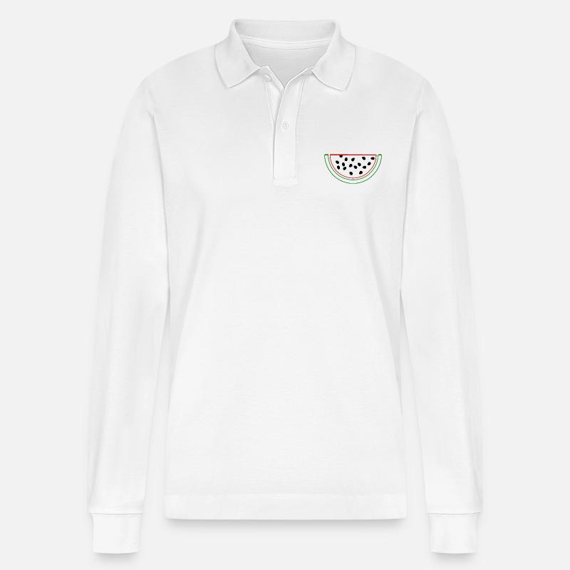 Wassermelone Melone - Stanley/Stella Unisex Bio-Langarm-Poloshirt Prepster - Weiß