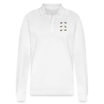 Beagle selection - Stanley/Stella Organic Unisex Long-Sleeved Polo Shirt Prepster - white - Front - Anna (173cm) & Nico (186cm)
