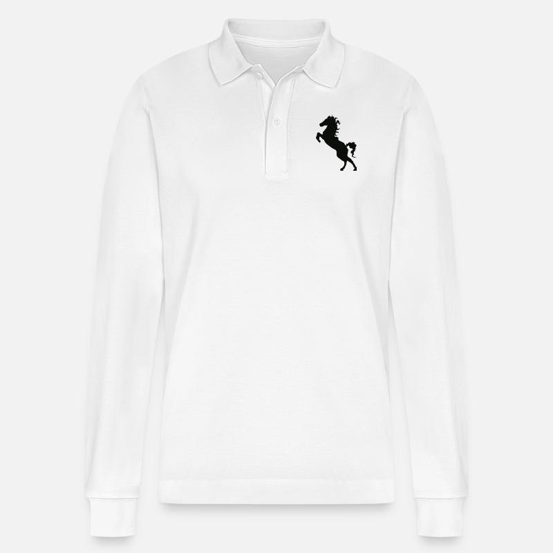 Pferd - Stanley/Stella Unisex Bio-Langarm-Poloshirt Prepster - Weiß