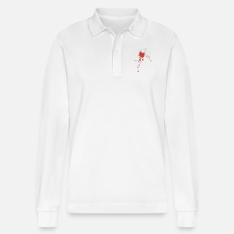 Blut Spritzer - Stanley/Stella Unisex Bio-Langarm-Poloshirt Prepster - Weiß