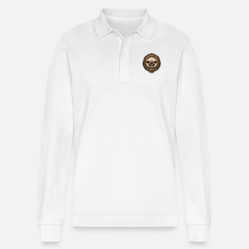 Simon Sloth von Jon Ball - Stanley/Stella Unisex Bio-Langarm-Poloshirt Prepster - Weiß