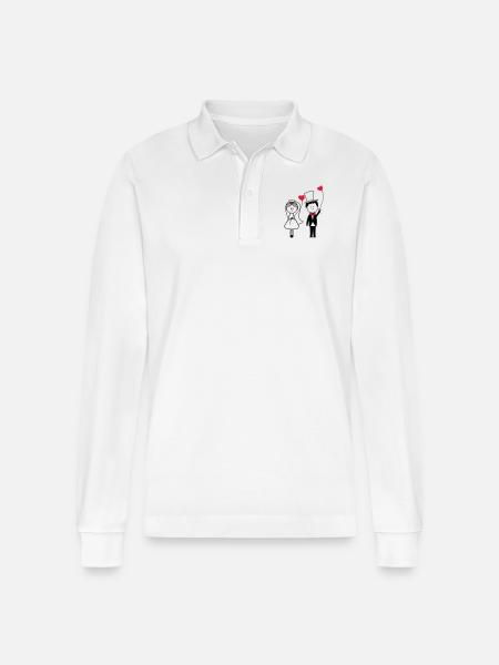 ehepaar_001 - Stanley/Stella Unisex Bio-Langarm-Poloshirt Prepster - Weiß
