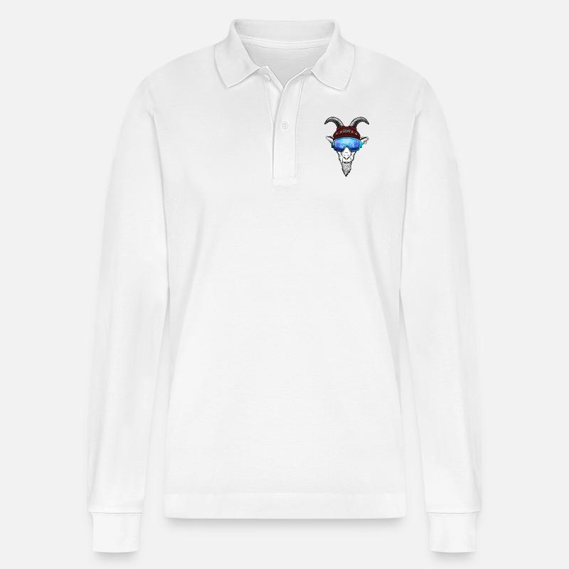 Ziege im Bergkleid lustig - Stanley/Stella Unisex Bio-Langarm-Poloshirt Prepster - Weiß