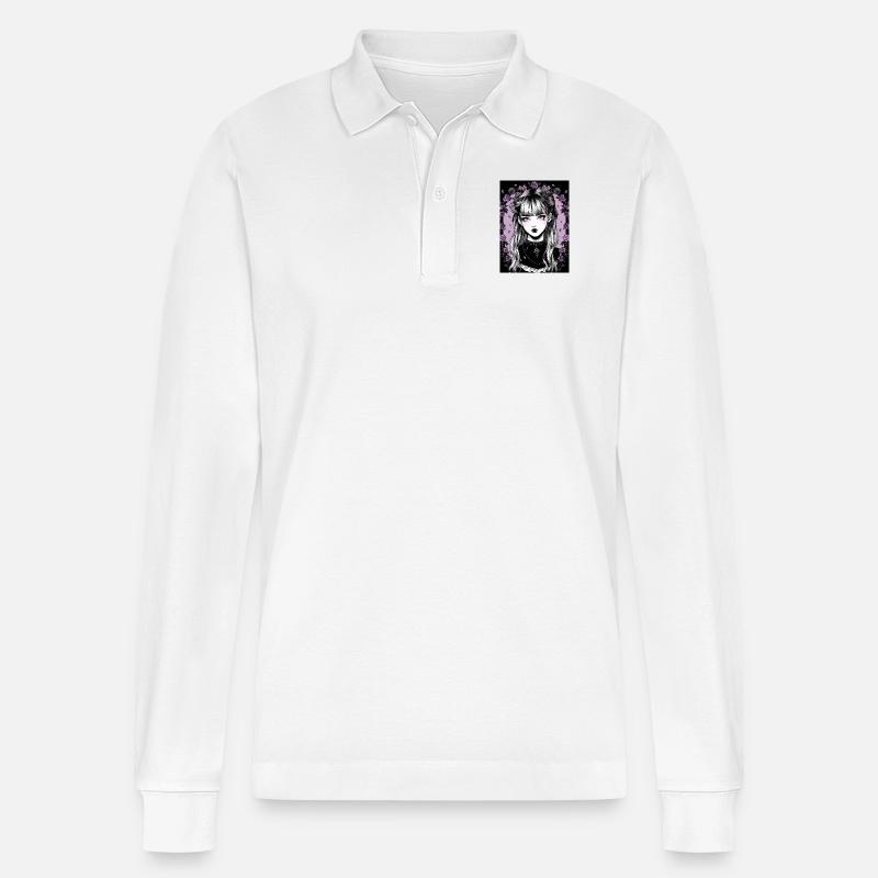 Goth anime mädchen - Stanley/Stella Unisex Bio-Langarm-Poloshirt Prepster - Weiß