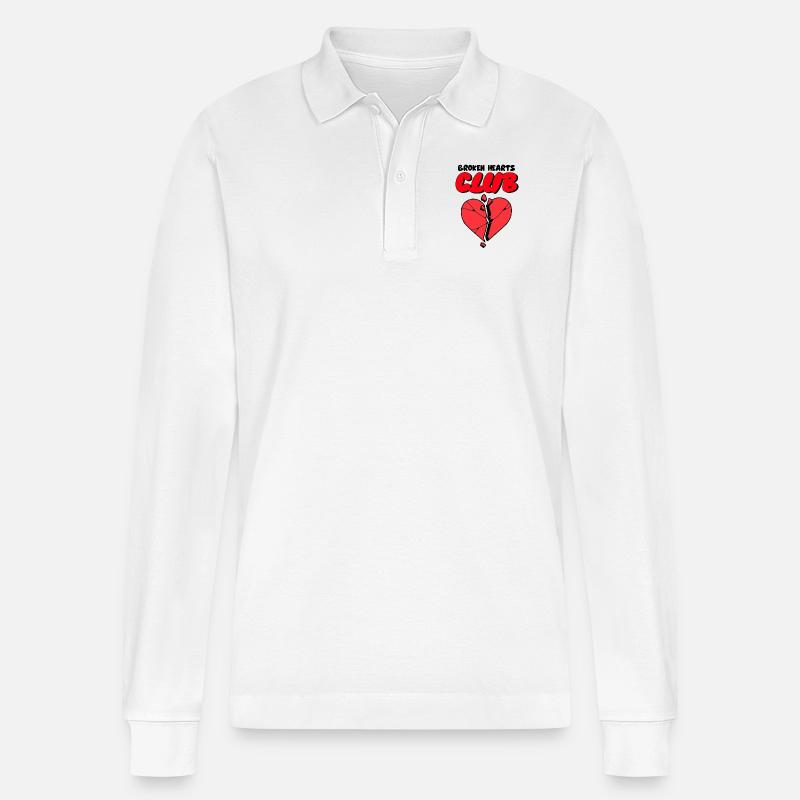 Broken Heart - Stanley/Stella Unisex Bio-Langarm-Poloshirt Prepster - Weiß
