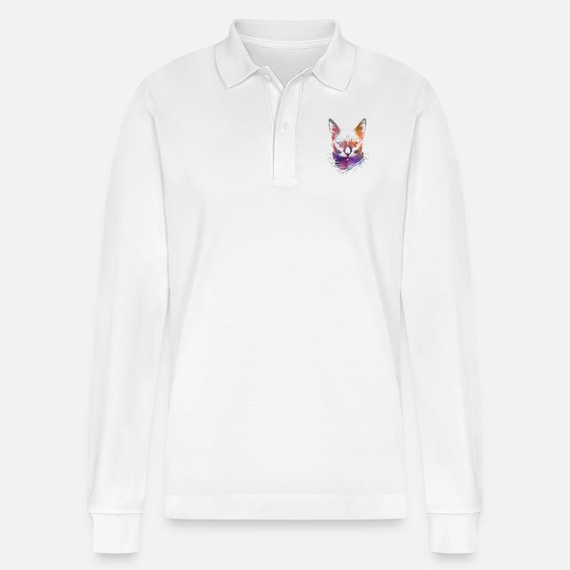 Bunte Katzen - Stanley/Stella Unisex Bio-Langarm-Poloshirt Prepster - Weiß