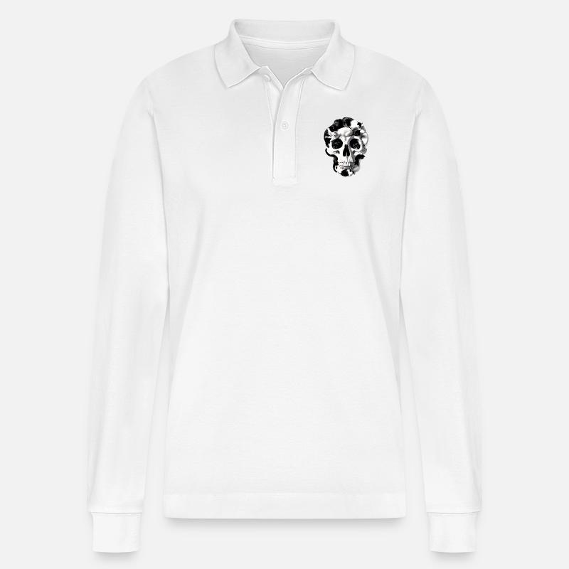 Catskull - Stanley/Stella Unisex Bio-Langarm-Poloshirt Prepster - Weiß