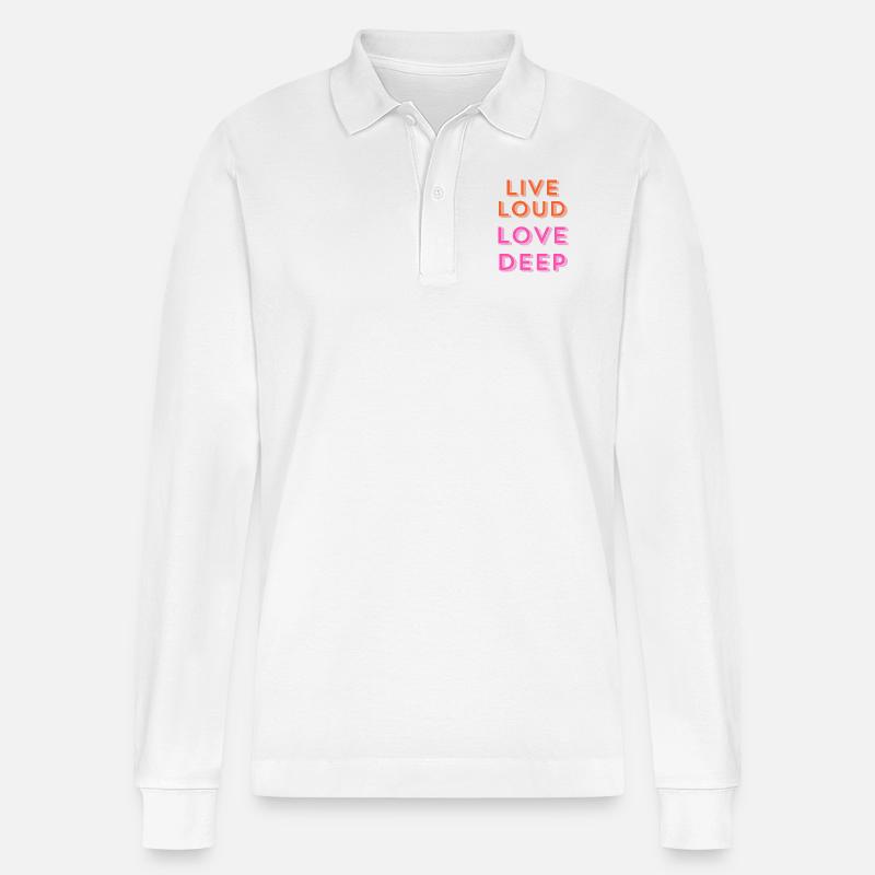 "Live Loud, Love Deep." - Stanley/Stella Unisex Bio-Langarm-Poloshirt Prepster - Weiß