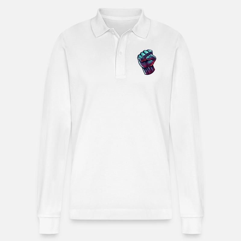 faust comic - Stanley/Stella Unisex Bio-Langarm-Poloshirt Prepster - Weiß