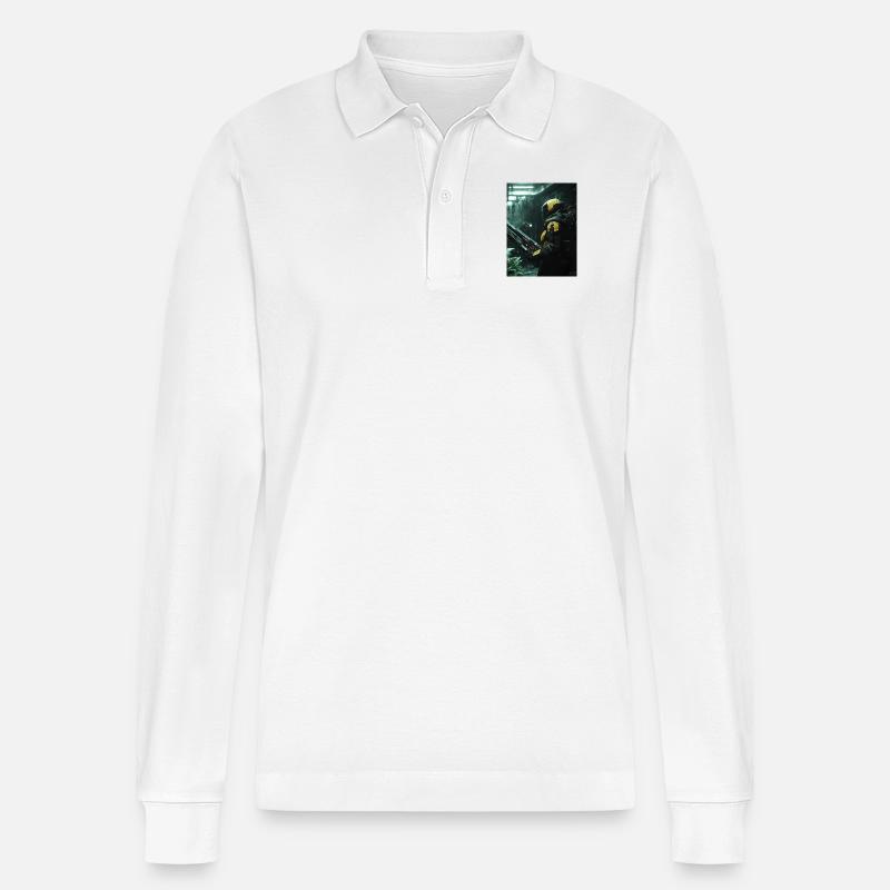 Sci Fi Krieger4 - Stanley/Stella Unisex Bio-Langarm-Poloshirt Prepster - Weiß