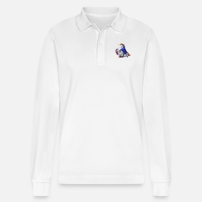 Jiu-Jitsu Einhörner - Stanley/Stella Unisex Bio-Langarm-Poloshirt Prepster - Weiß