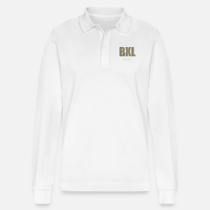 BXL Brüssel - Stanley/Stella Unisex Bio-Langarm-Poloshirt Prepster - Weiß