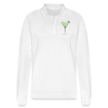 Cocktail with umbrella. Balmy summer evenings with fun - Stanley/Stella Organic Unisex Long-Sleeved Polo Shirt Prepster - white - Front - Anna (173cm) & Nico (186cm)