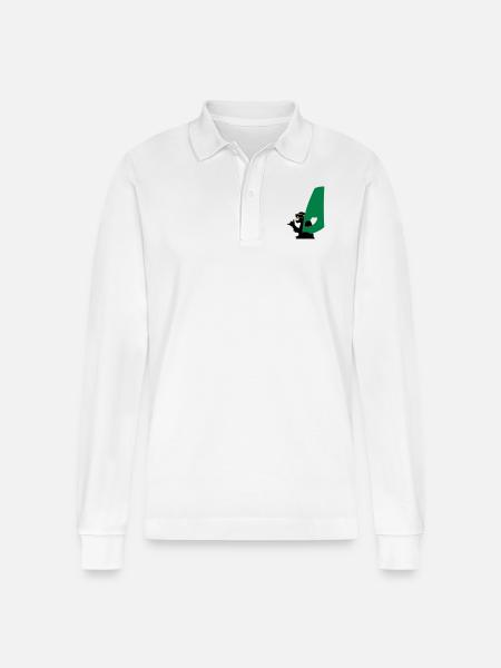 windsurfer monkey - Stanley/Stella Organic Unisex Long-Sleeved Polo Shirt Prepster - white