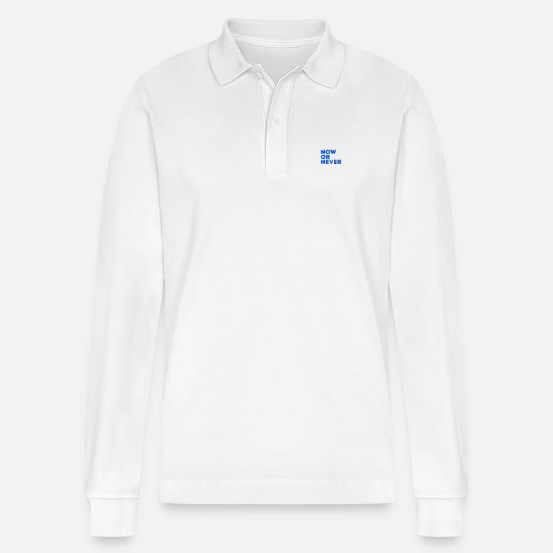 Now or Never - Stanley/Stella Unisex Bio-Langarm-Poloshirt Prepster - Weiß