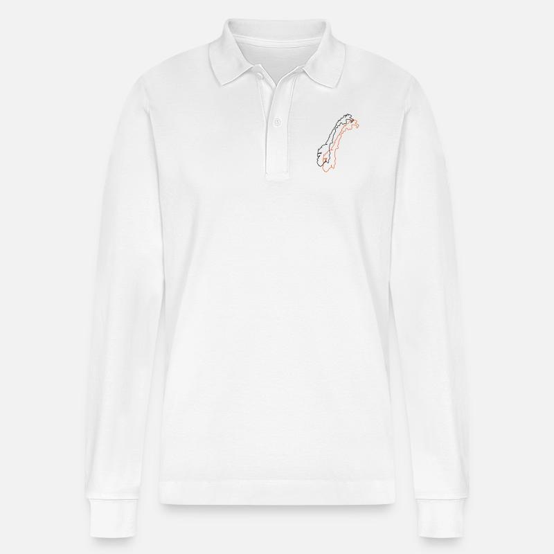 norway map - Stanley/Stella Unisex Bio-Langarm-Poloshirt Prepster - Weiß