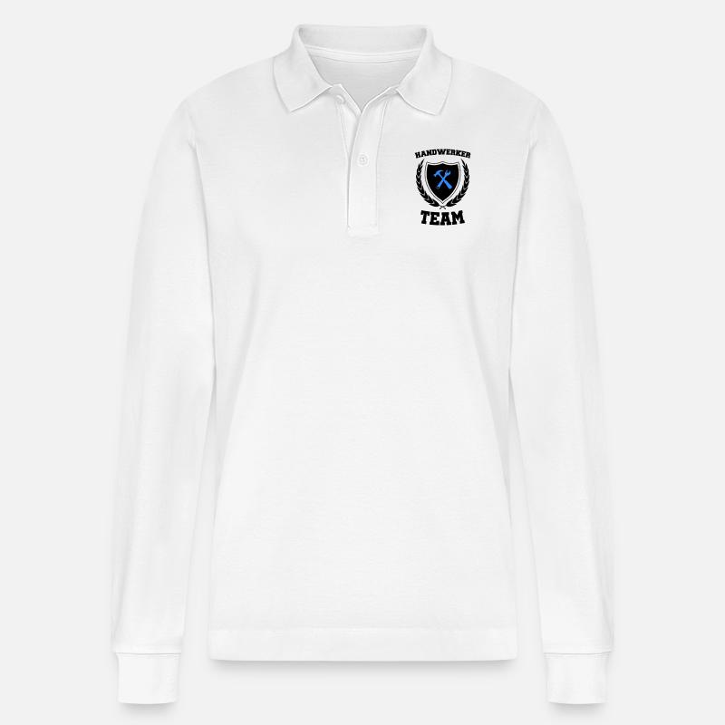 Handwerker Team - Stanley/Stella Unisex Bio-Langarm-Poloshirt Prepster - Weiß