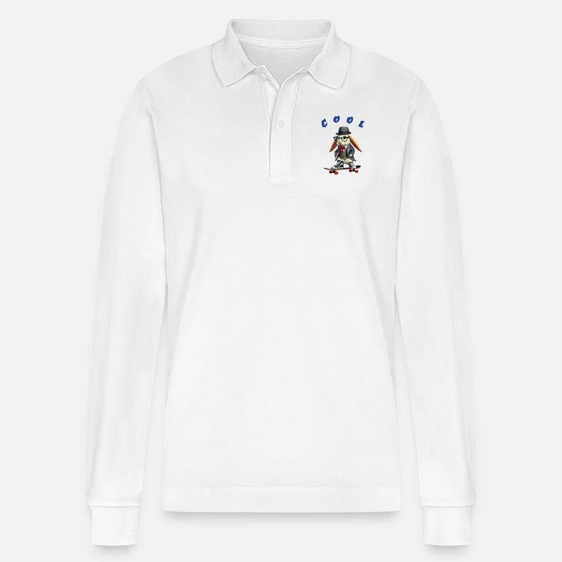 Cool rabbit - Stanley/Stella Unisex Bio-Langarm-Poloshirt Prepster - Weiß