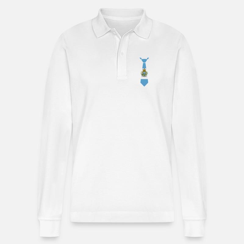 Cravate de Saint-Marin – Conception du drapeau - Polo à manches longues bio PREPSTER Stanley/Stella Unisexe - blanc