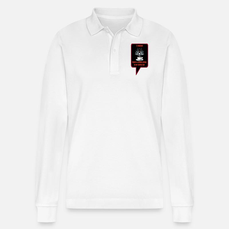 Dämon im Kaffee - Stanley/Stella Unisex Bio-Langarm-Poloshirt Prepster - Weiß