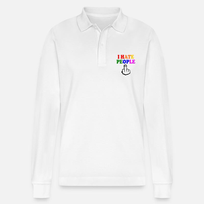 I hate people - Stanley/Stella Unisex Bio-Langarm-Poloshirt Prepster - Weiß